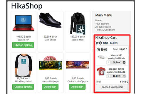 HikaShop Cart Module Design