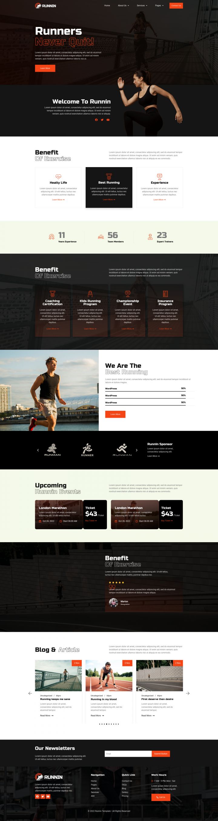 WordPress шаблон ThemeForest Runnin