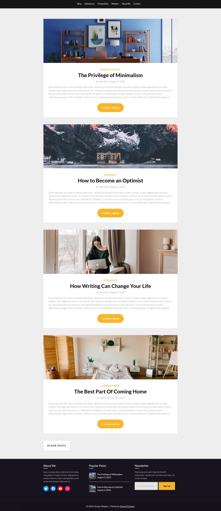 WordPress шаблон Superb Themes Simple Blogily