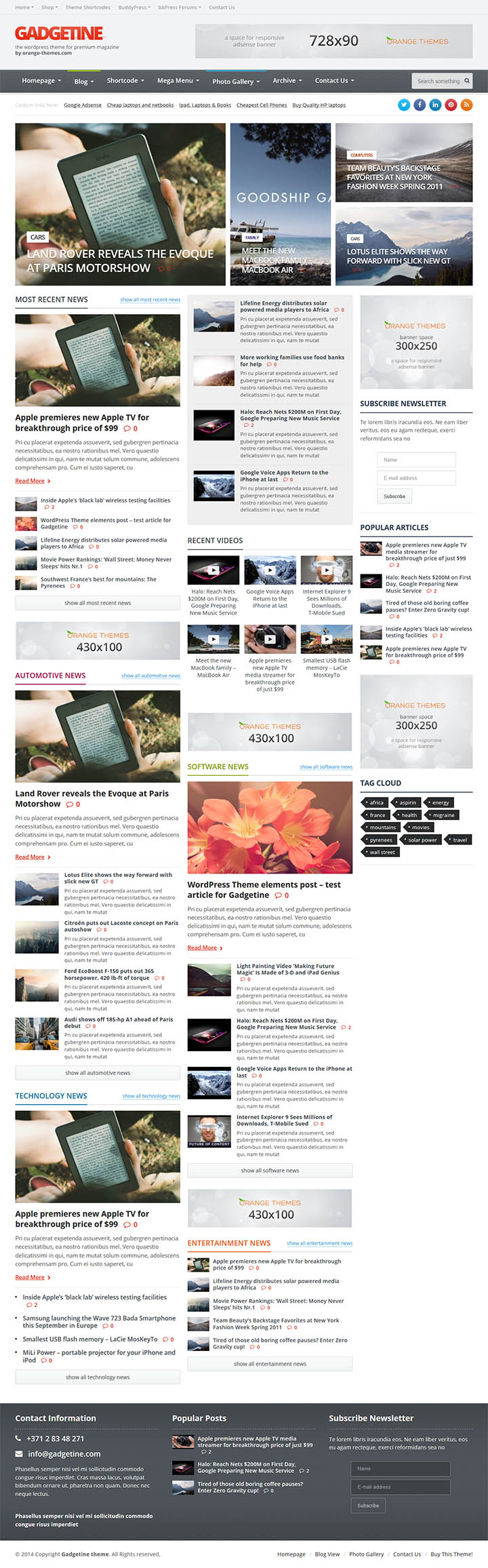 WordPress шаблон ThemeForest Gadgetine