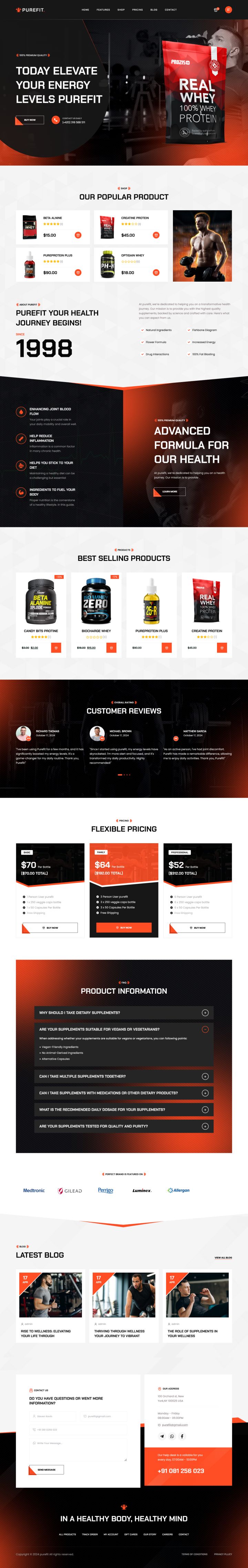 WordPress шаблон ThemeForest Purefit