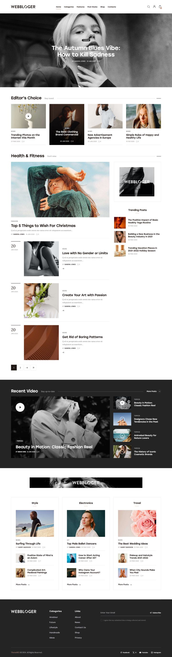 WordPress шаблон ThemeForest Webbloger