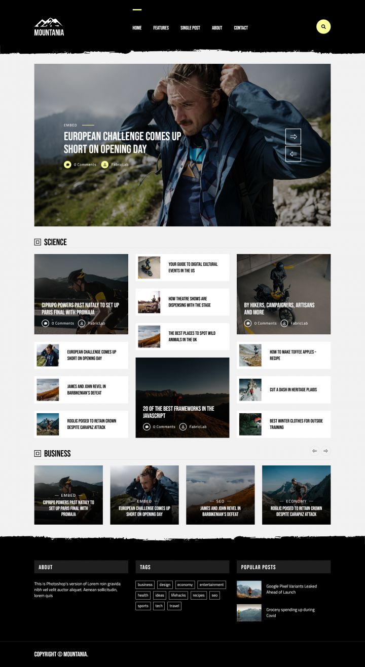 WordPress шаблон ThemeForest Mountania