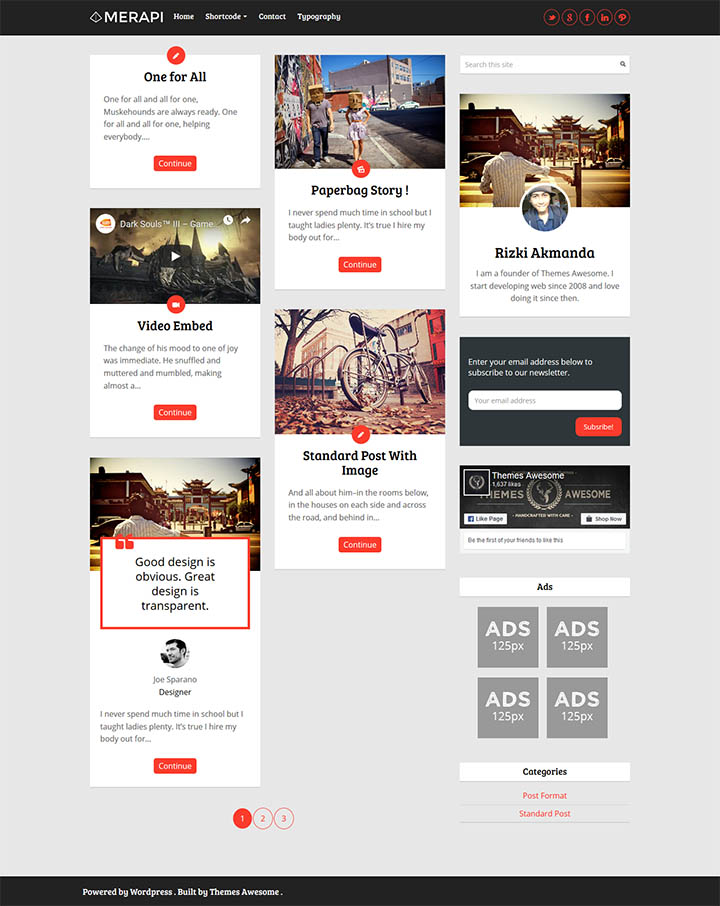 WordPress шаблон ThemeForest Merapi