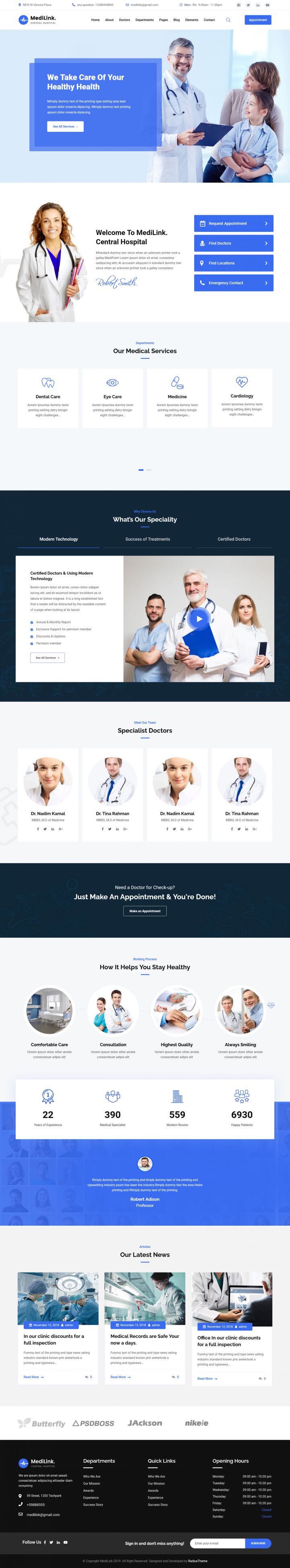 WordPress шаблон ThemeForest Medilink