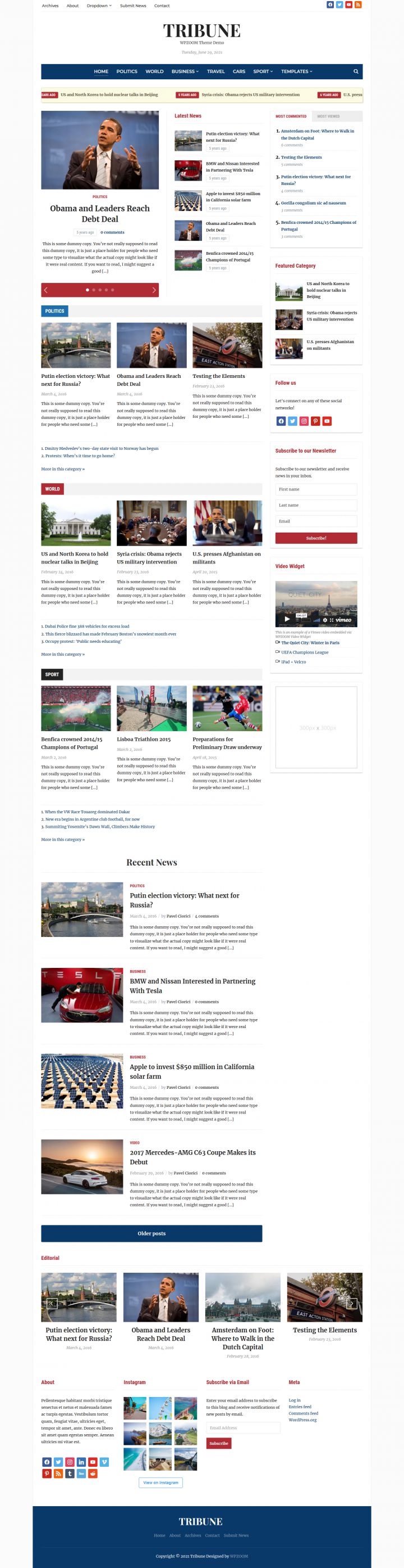 WordPress шаблон WPZoom Tribune