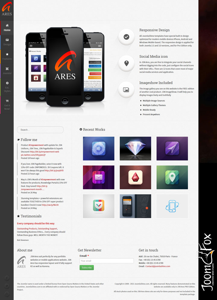 Joomla шаблон JoomlaShine Ares