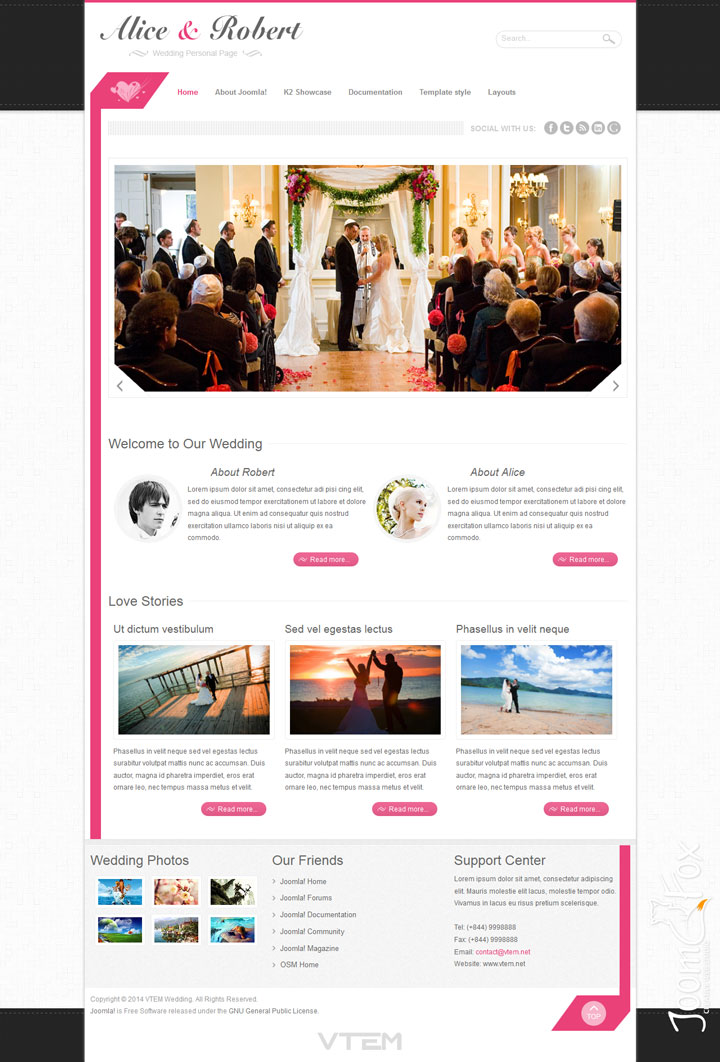 Joomla шаблон Vtem Wedding